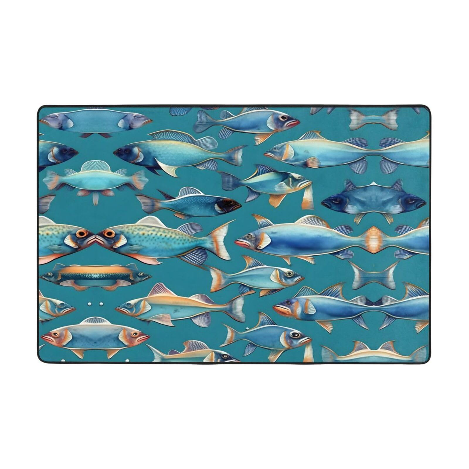 Tapis poissons océaniques doux anti-glisse et sécurisé salon