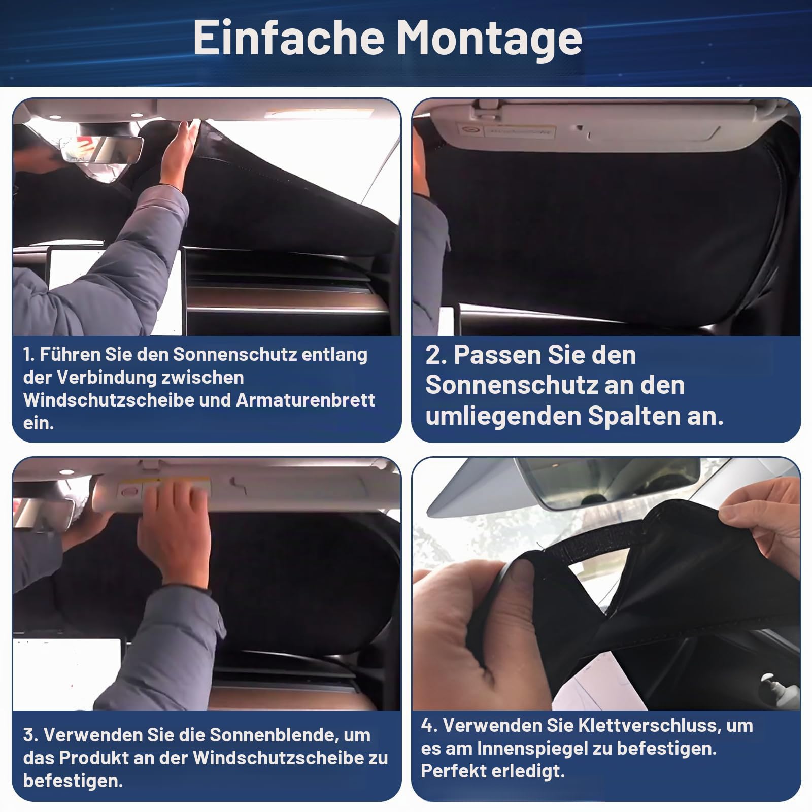 Thermomatte Fahrerhaus Innen für 2012-2022 Ford Transit Custom Tourneo Custom, 3 Stück Faltbare Isolierte Sonnenschutz Frontscheibe Innen für Wohnmobil Privatsphäre & Blockiert UV Strahlen
