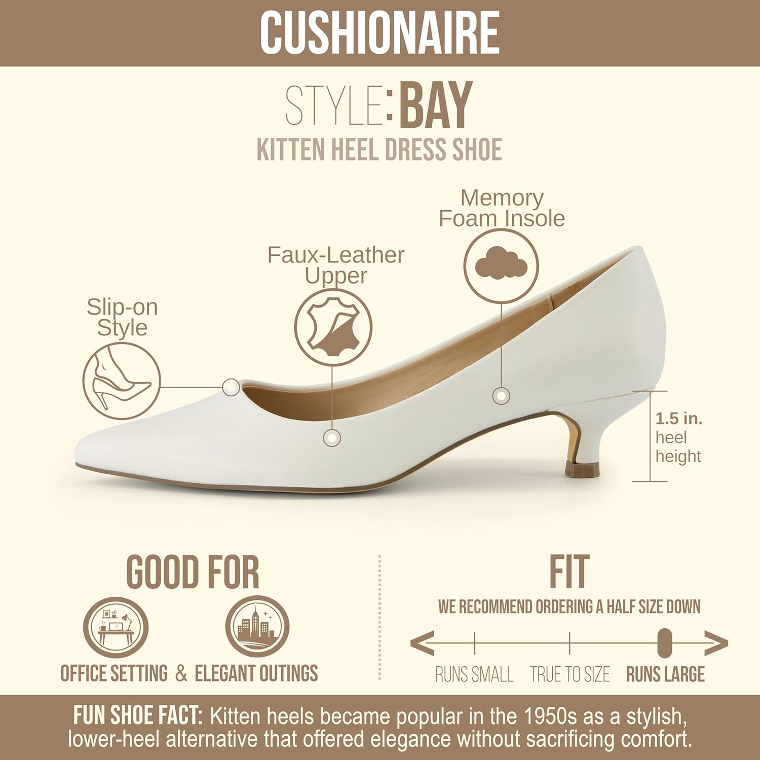 CUSHIONAIRE Women's Bay Kitten Heel Dress Shoe +Memory Foam, Wide Widths Available - Image 4