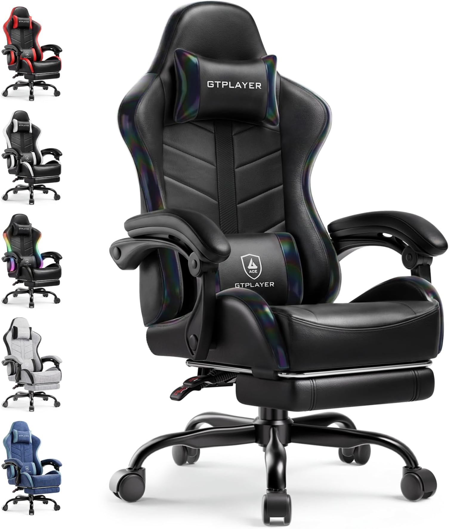 GTPLAYER Gaming Chair, Computer Game Chair for Adults, Colorful Black