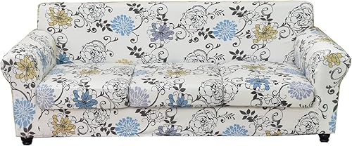 KRFOONN Fundas elásticas de sofá de 3 piezas para sofás de 2 cojines, funda estampada con 2 fundas de cojín de asiento separadas, fundas de sofá