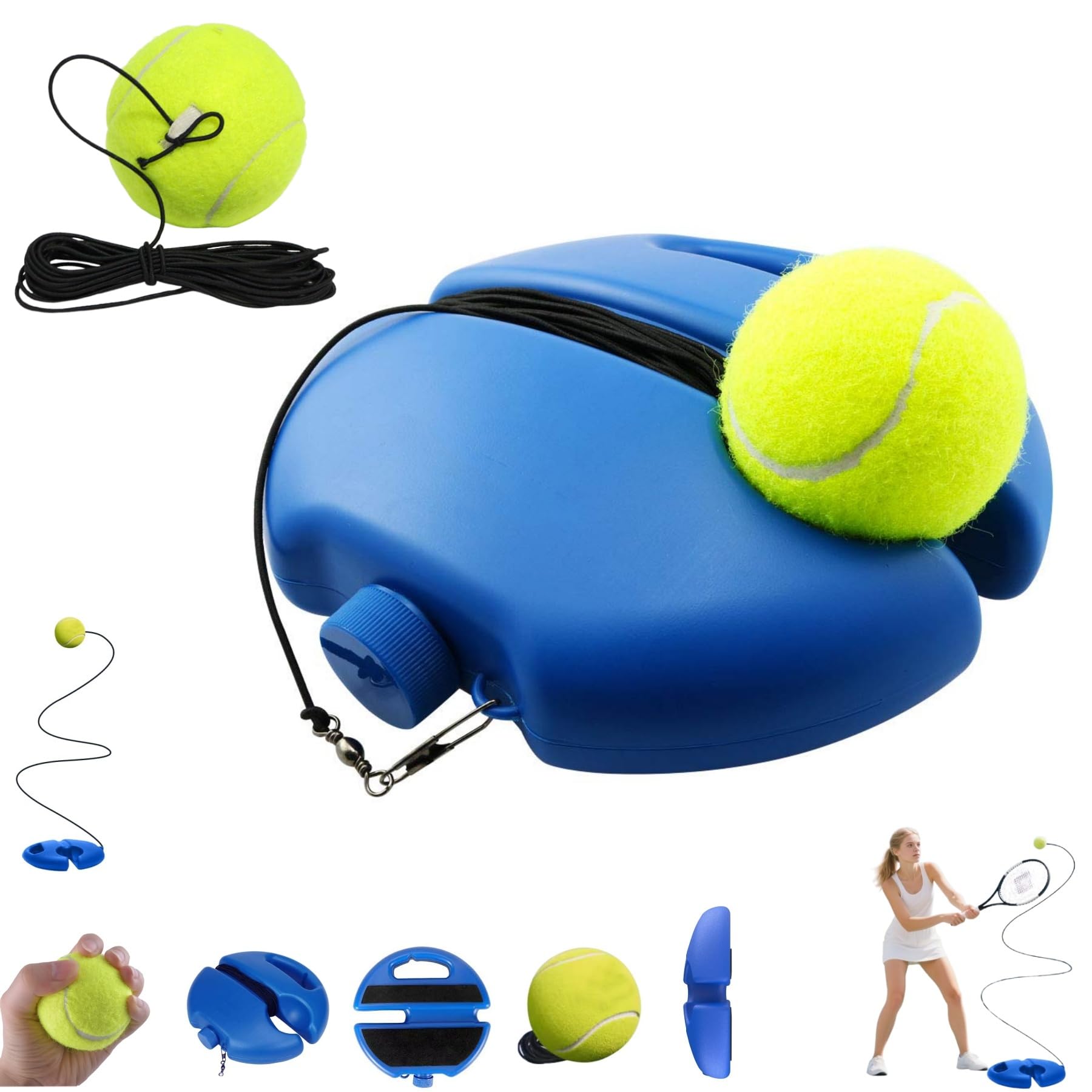 HISKI Tennis Ball Training Baseboard, Tennis Trainer Equipment Set, Tennis Trainer Ball with String, Tennis Trainer Rebound Ball, Multifunction Tennis Practice Rebounder for Backyard