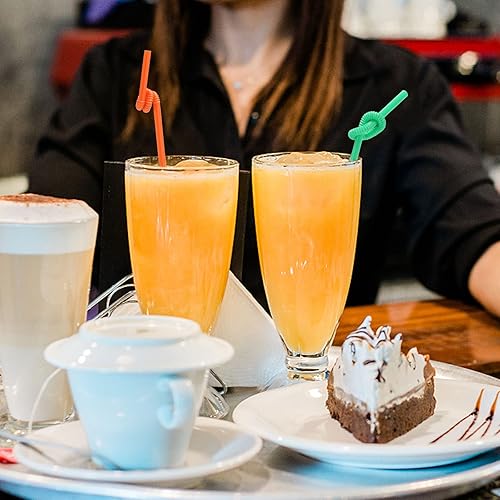 Miniatura 5 de 200 popotes flexibles de plástico para beber, paquete individual de 10.2 pulgadas, extra largas, coloridas, desechables, flexibles, para fiesta,