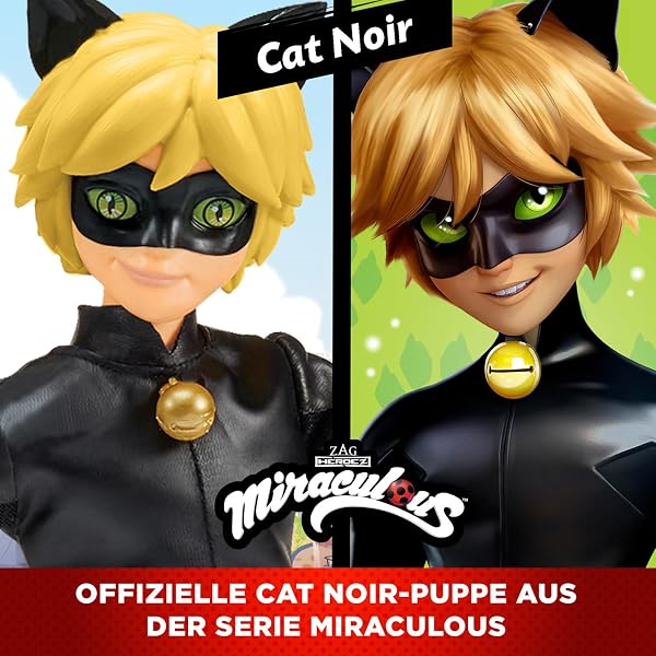 BANDAI - Miraculous Ladybug - Mannequin Puppe 26 cm - Cat Noir - Offizielle Miraculous Lizenz - Gelenkige Cat Noir Puppe - Spielzeug für Kinder ab 4 Jahren - P50002 - 3
