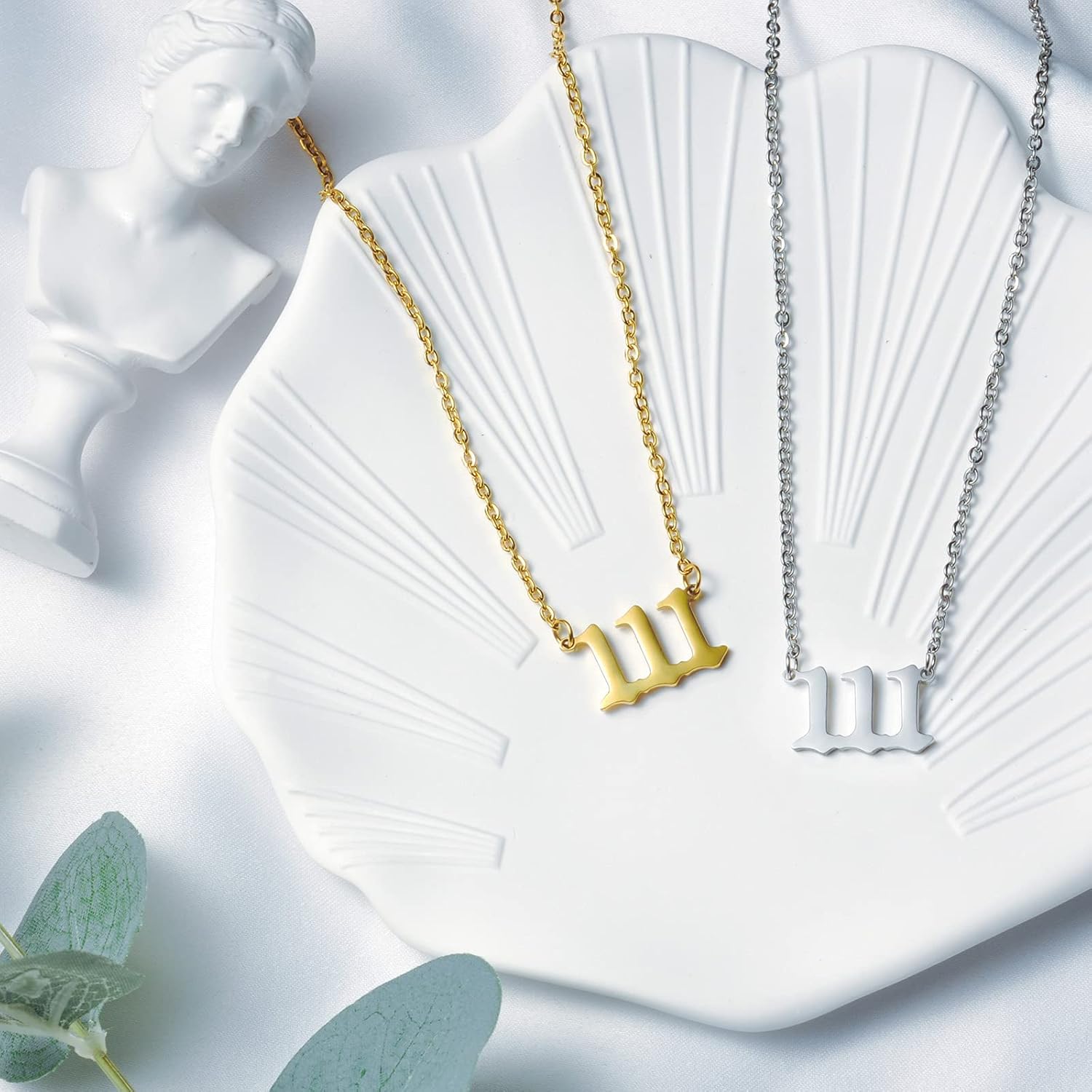 LAOYOU 2pcs Pack Angel Number Necklace For Women, Gold Silver 000 111 1111 222 333 444 555 666 777 888 999 Angel Numbers Necklace For Girls Numerology Jewelry Hypoallergenic Non Tarnish - Image 7