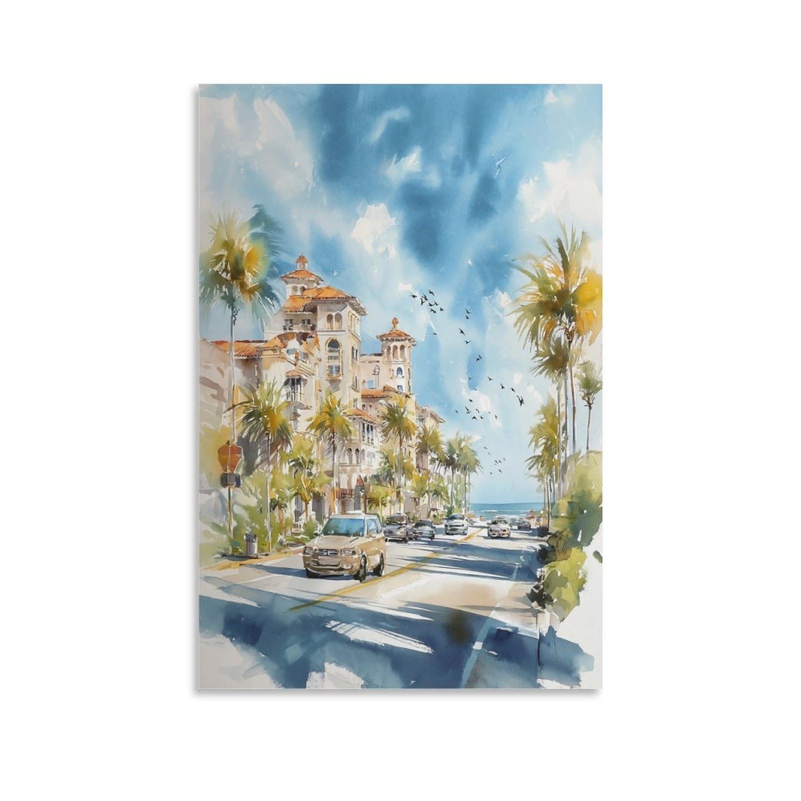 XWYMXZ Florida Flower Market Watercolor Painting Bglossom Botanical Posters 20x30inch(50x75cm) Vintage Watercolor Canvas Art