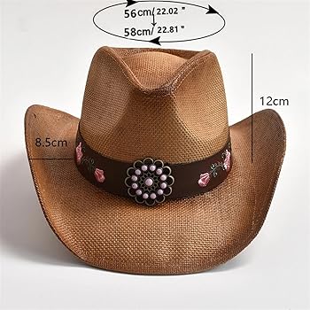 Cappello Cowboy In Paglia - Western Unisex, Tesa Larga, Circonferenza 55-60 Cm, Stile Vintage