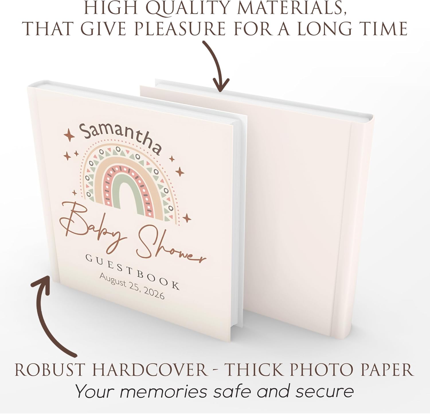 Baby Shower Guest Book Boho for Boy and Girl – Personalized Baby Shower Prediction, Sign In & Blank Guest Book – Keepsake Memory Book and Gift Decor (30 guests)