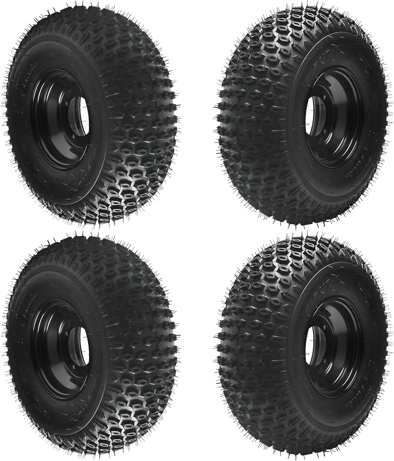 19x7-8 19x7x8 ATV Tire & Rim Wheel Assembly – 4PR Tubeless Off-Road Tire Pre-Mounted on 4-Lug Iron Rim, Replacement for Go Karts, Quads, Dune Buggies, and Utility Vehicles (4 Pack)