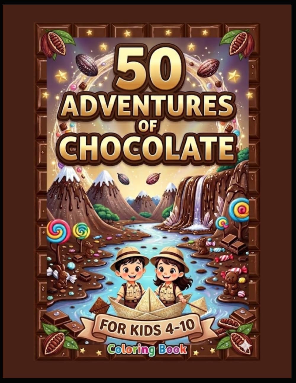 50 Adventures of Chocolate - Coloring Book for Kids: A Fun Coloring Book for Kids Ages 4-10 | 50 Big Bold Pages | Chocolate Kingdom Adventures