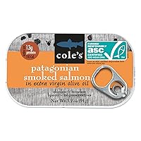 Vista 12 de COLE'S MARISCOS - Salmón ahumado empaquetado a mano en aceite de oliva, mariscos sin conservantes, pescado enlatado, alto en proteínas y omegas
