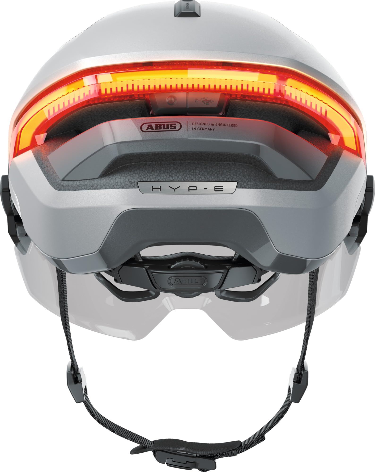 Casque de vélo ABUS HYP-E B.Lace avec feu avant, arrière, clignotant et stop sans fil, visière et cache-oreilles pour vélo électrique et S-Pedelec