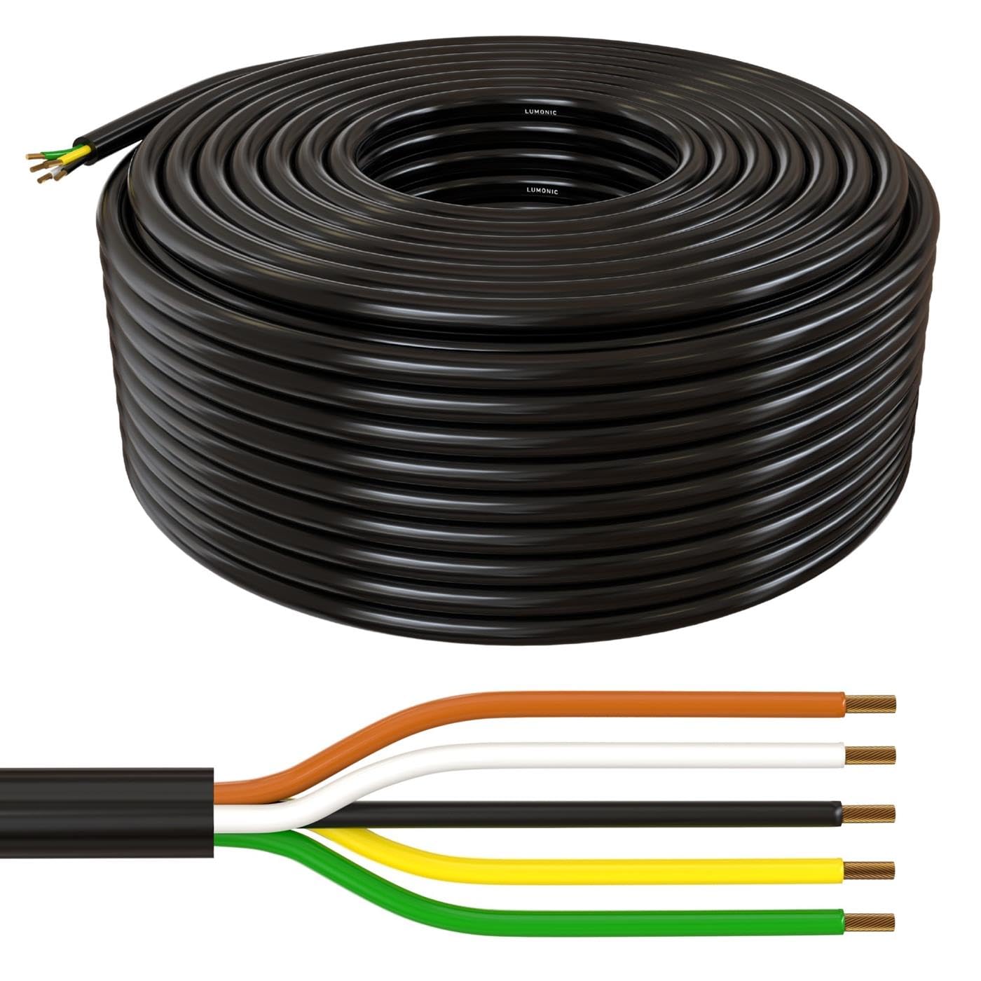 Câble de véhicule Lumonic 5x1,5mm² noir de 20m pour stopper les pannes électriques de remorque