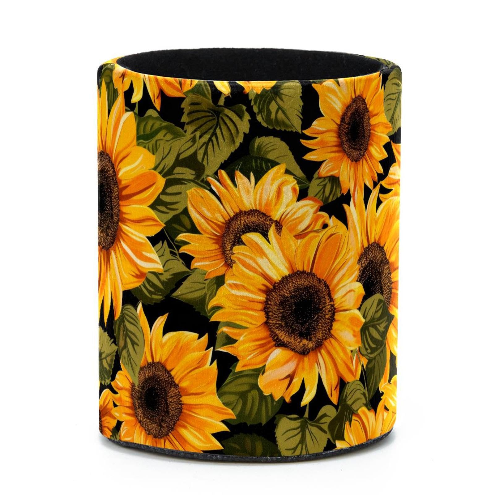 VAPOKF Round Pencil Holders for Desk, Sunflower Pen Holders Pen Pot Makeup Brushes Storage Desktop Stationery Supplies Organiser for Home Office