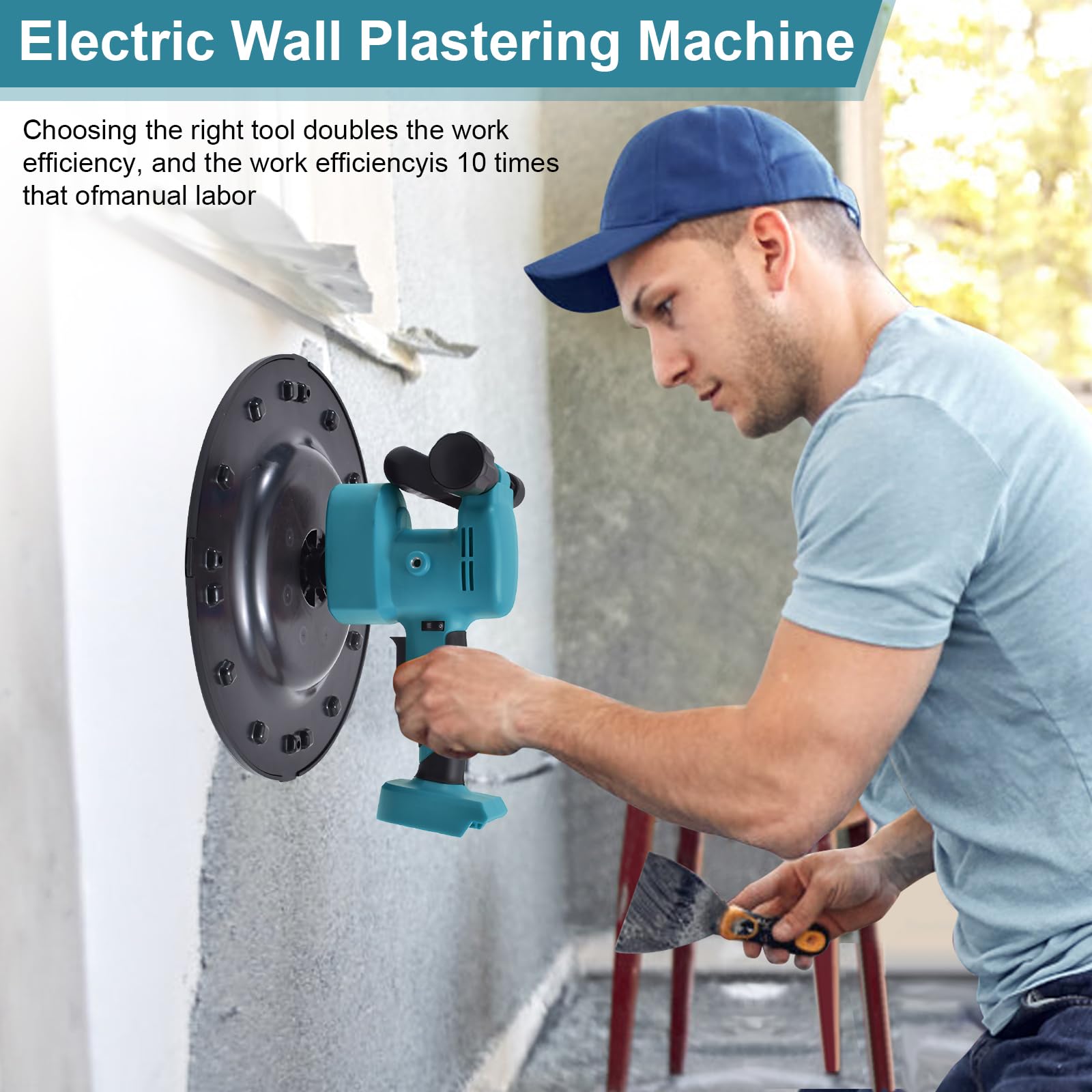 Elektrische Wandglättmaschine, Akku Wandmörtel Finishing Machine,Elektrische Kelle for Glätten und Polieren von Wänden,6 Variable Geschwindigkeiten mit Schalter(Akku Nicht im Lieferumfang Enthalten)