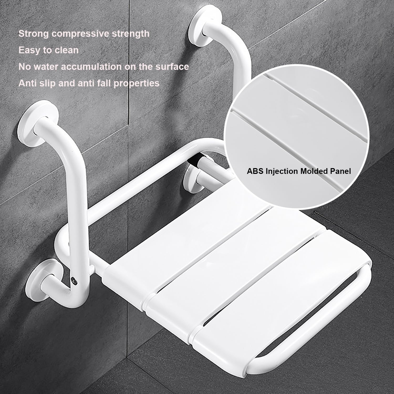 Asiento de Ducha Plegable,Silla de Ducha Antideslizante | Taburete de Baño Montada en la Pared,Banco de Ducha para Ancianos/Discapacitados,Ahorro de Espacio,Acero,Soporta 150 kg