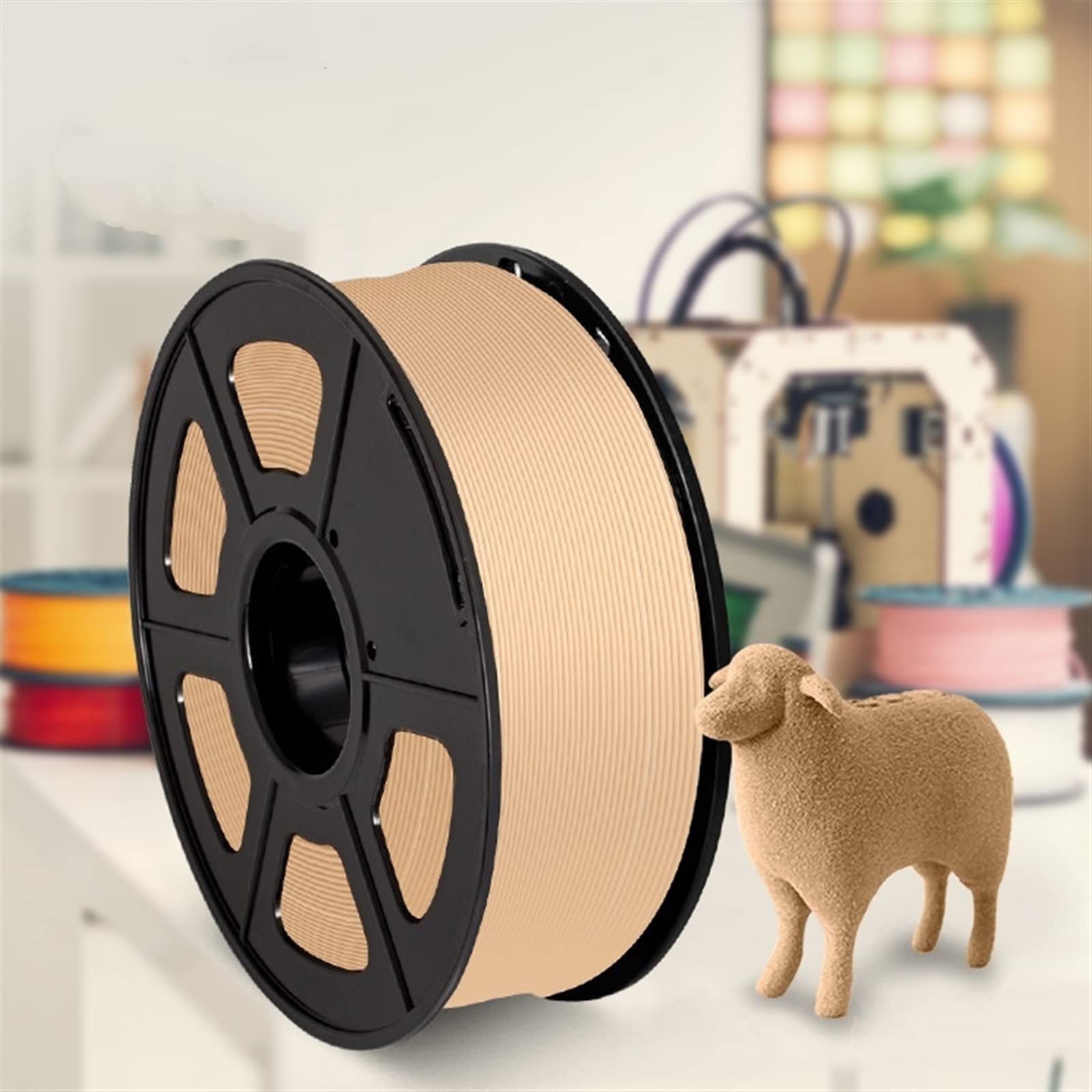 Filamento PLA, Filamento for impresora 3D, color madera, imitación madera maciza, filamento PLA 1.75, bobina de 1 kg, suministros for impresión 3D