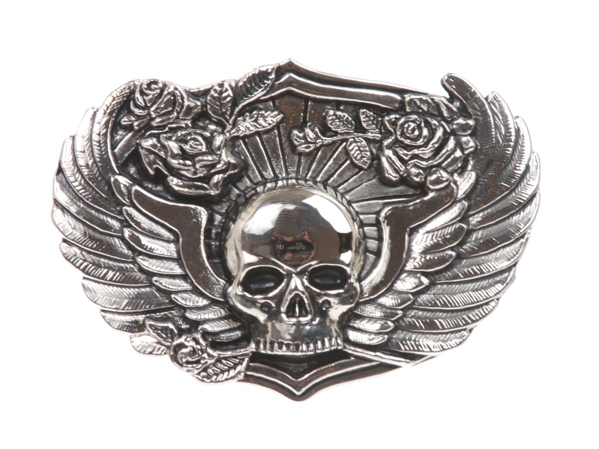 Winged Skull Roses Pirate Belt Buckle-image-10