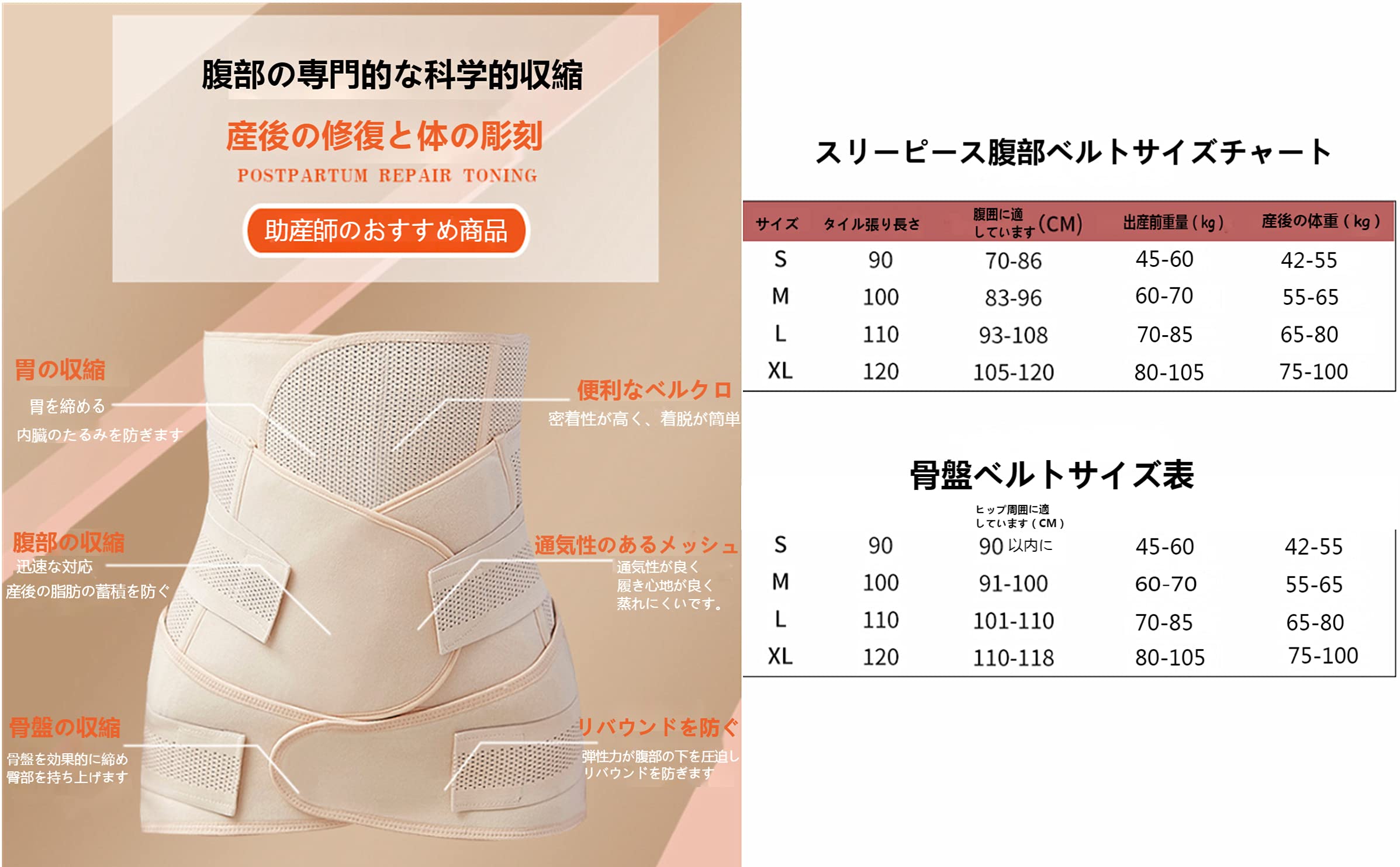 Amazon.co.jp: HSCDQ 産後骨盤ベルト套装3 in1妊婦骨盤ベルト 産前産後
