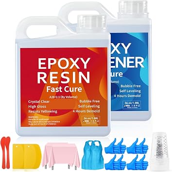 JANCHUN Epoxy Resin Kit 72oz, Bubble Free Crystal Clear Resin | Anti-Yellowing Self Leveling Easy Mix 11 Coating and Casting for Art Table Tops Molds Tumblers Crafts Jewelry DIY Gifts
