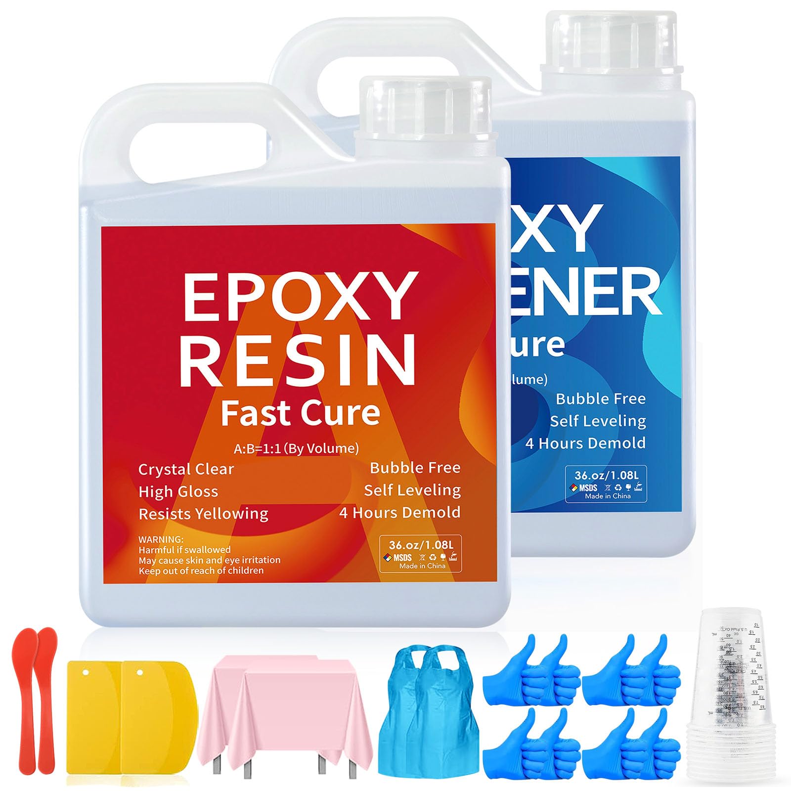 JANCHUN Epoxy Resin Kit 72oz, Bubble Free Crystal Clear Resin