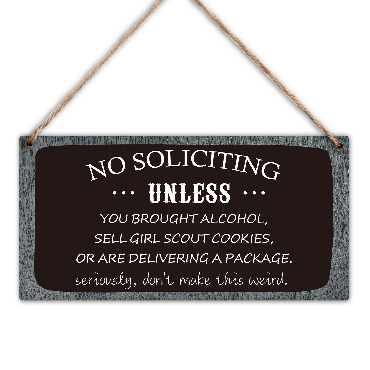 No Soliciting Sign Funny Wood Hanging Decor Sign, No Soliciting Sign For Home Front Door Vintage Fun Home Decor No Soliciting Signs for Yard House Farmhouse Hallway Outdoor, Don't Make It Weird -34-image-46