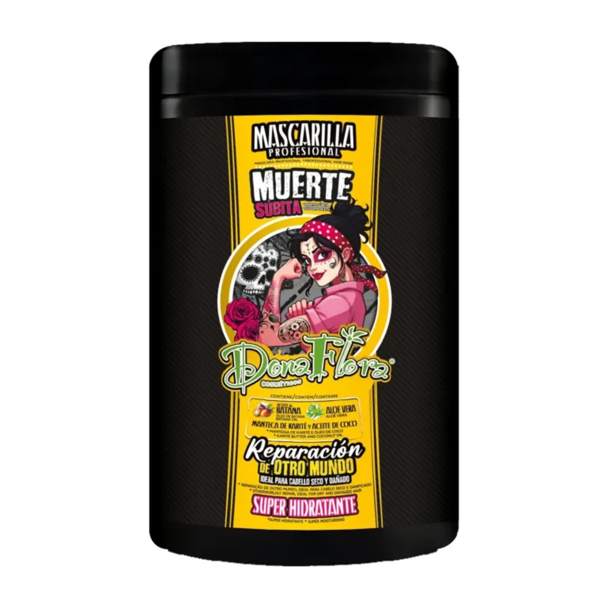 DONA FLORA Muerte Súbita Hair Mask 1000 ml - Intensive Treatment for Damaged Hair - Repairs, Nourishes & Strengthens - Deep Care Without Sulphates & Parabens - For Dry & Damaged Hair