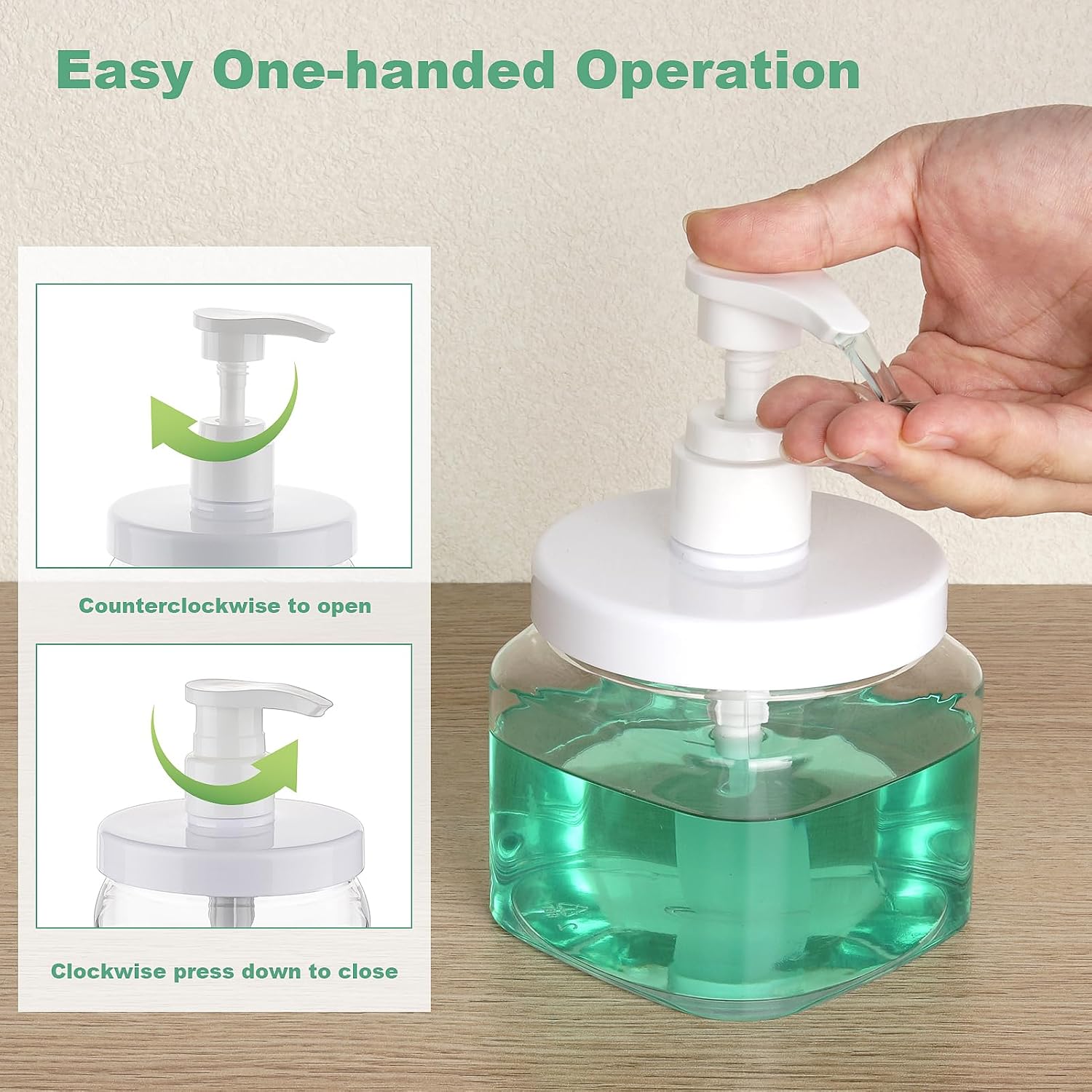 Pump Bottle Dispenser 2 Pack 550ml/18.6oz Lotion Dispenser, Clear image 3