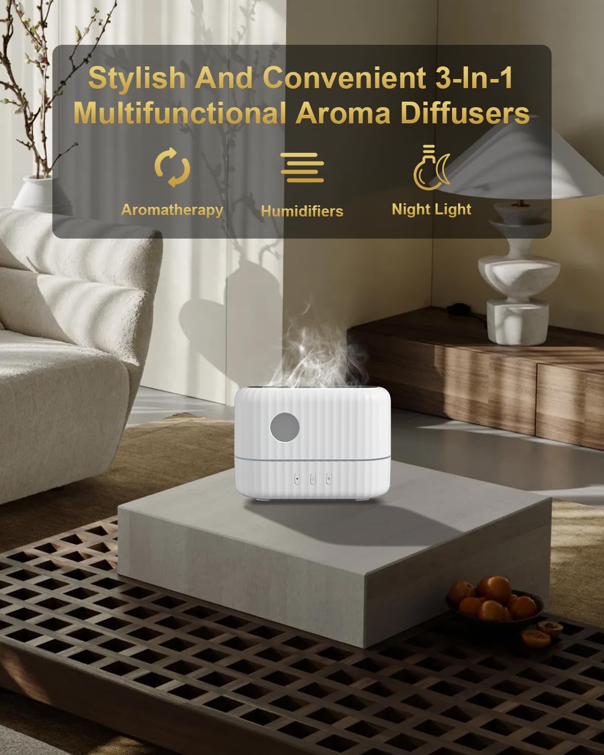 Diffusore di oli essenziali con luce a fiamma, 3 modalità di intensità della luce della fiamma e 2 impostazioni di nebbia fredda regolabili, umidificatore per aromaterapia, design portatile da 200 ml,