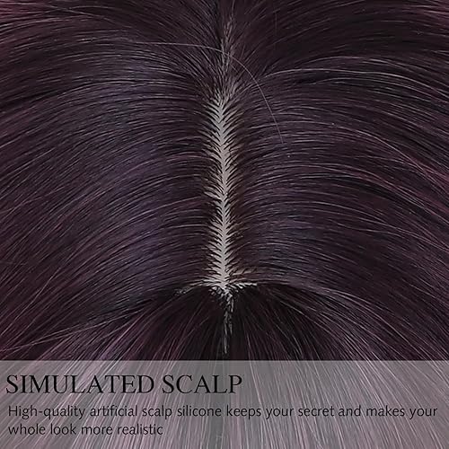 Miniatura 21 de Rose bud Long Curly Wavy Haze Green Wig with Fringe Adjustable 24 Inch Synthetic Cosplay Daily Hair Wigs for Women