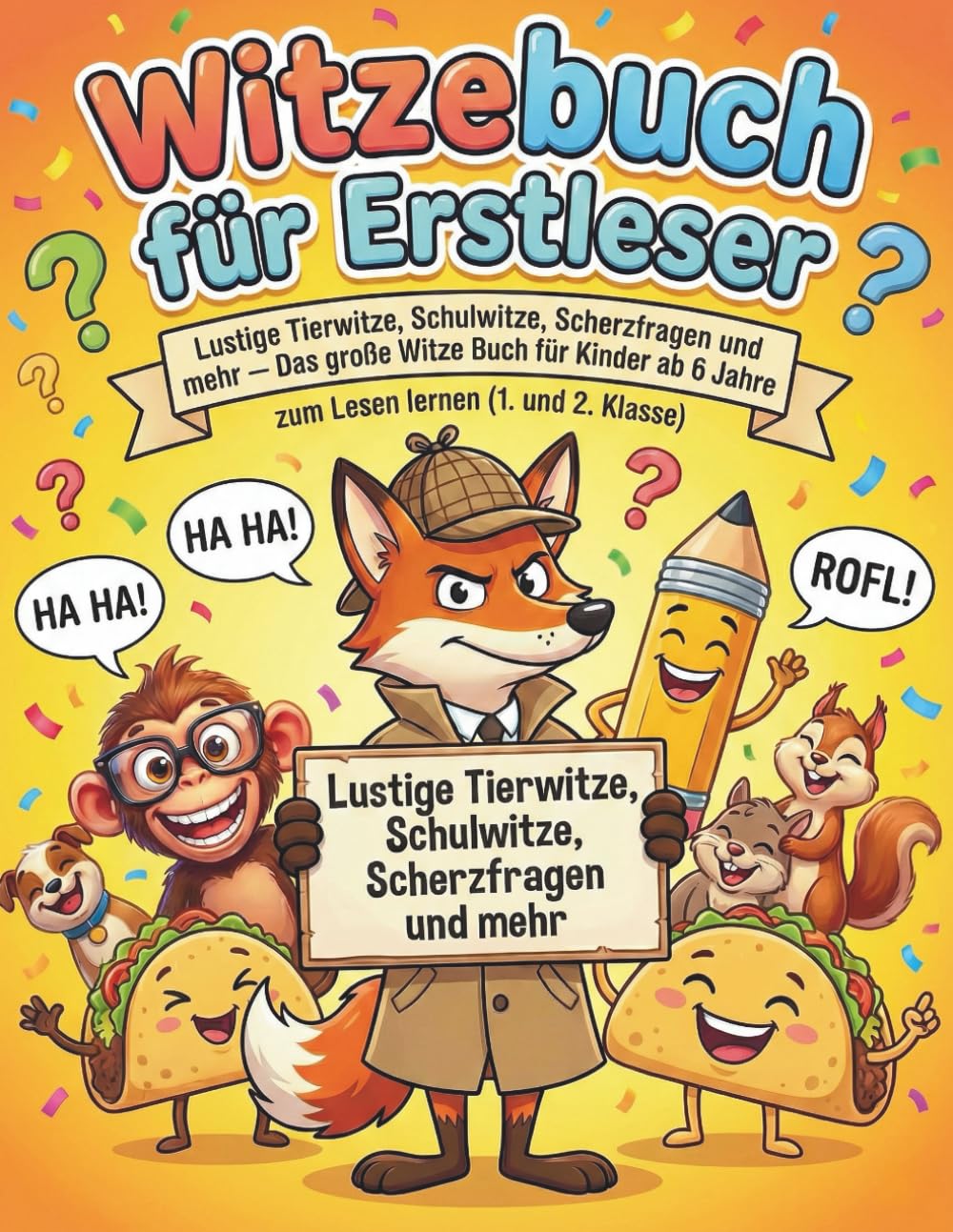 Witzebuch für Erstleser: Lustige Tierwitze, Schulwitze, Scherzfragen und mehr – Das große Witze Buch für Kinder ab 6 Jahre zum Lesen lernen (1. und 2. Klasse)