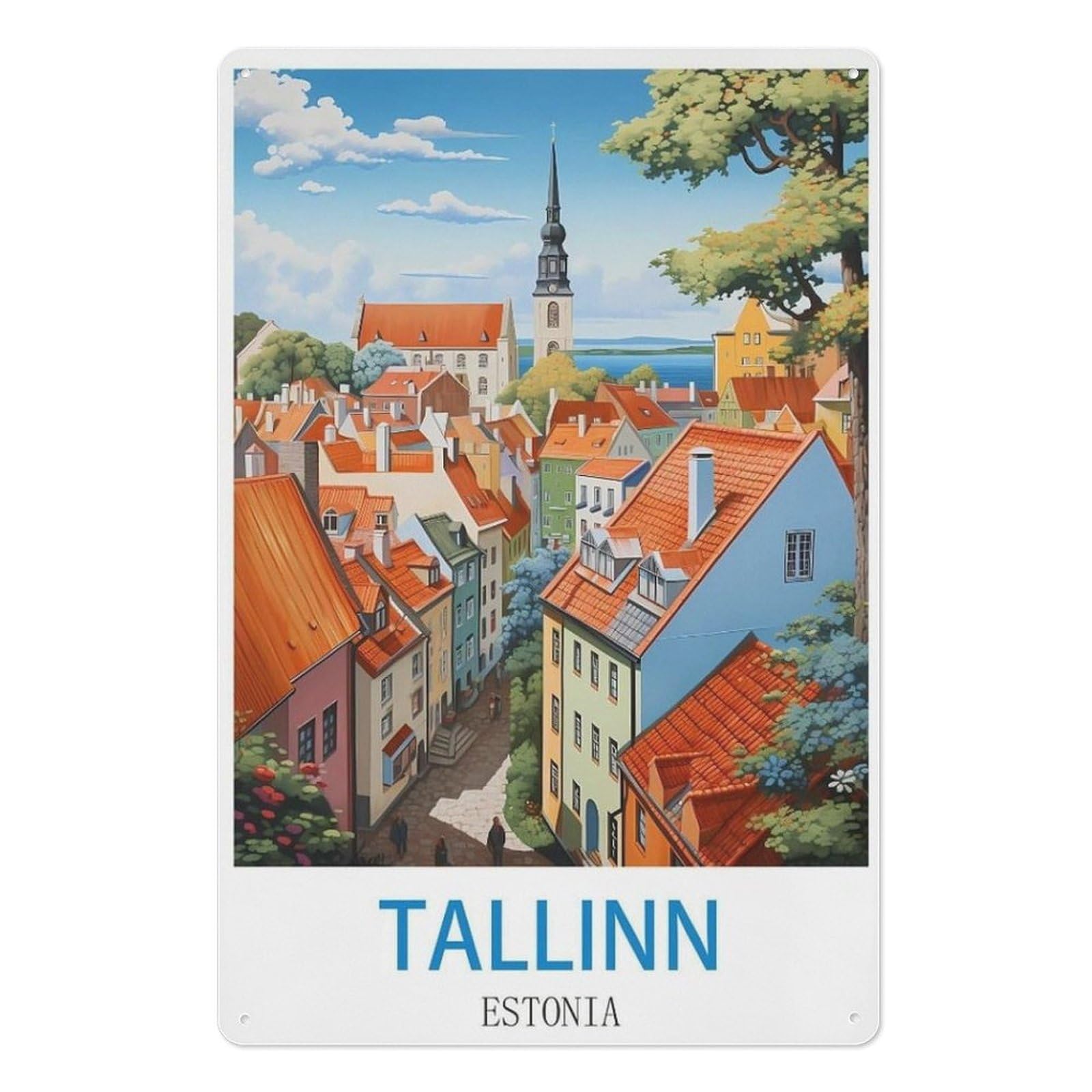 Pgcksk A6 Tin Sign，Tallinn Estonia，Funny Bathroom Decor, Restroom Decoration, Funny Bathroom Wall Art Tin Plaque(20X30cm）8X12 Inch-V9