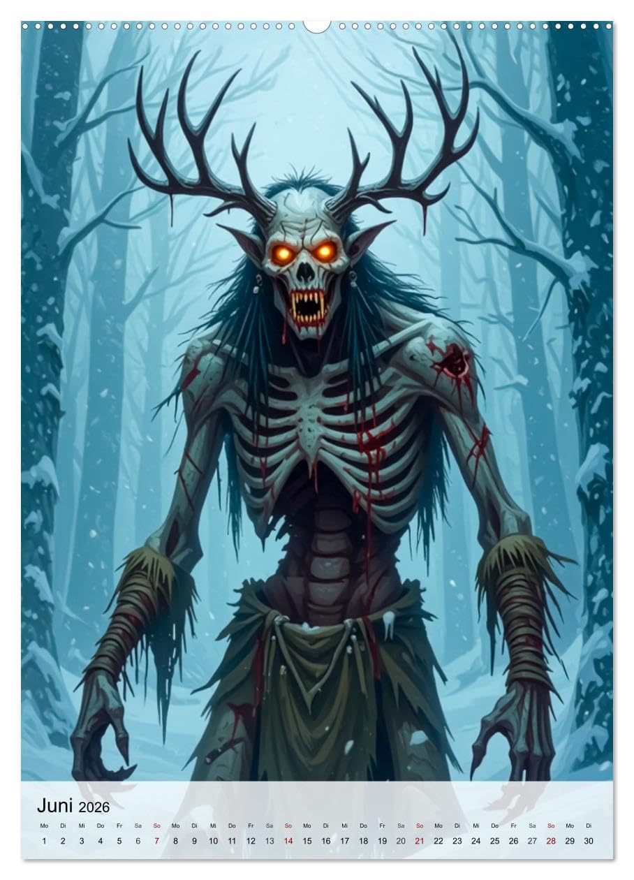 Mythische Bestien – Dunkle Legenden (hochwertiger Premium Wandkalender 2026 DIN A2 hoch), Kunstdruck in Hochglanz: Legendäre Bestien jeden Monat in dunkler Illustration. (CALVENDO Kunst)