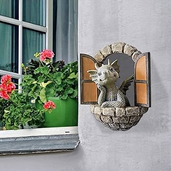 Amazon.co.jp: ガーデニング 置物 彫刻 ドラゴン 樹脂ガーデン