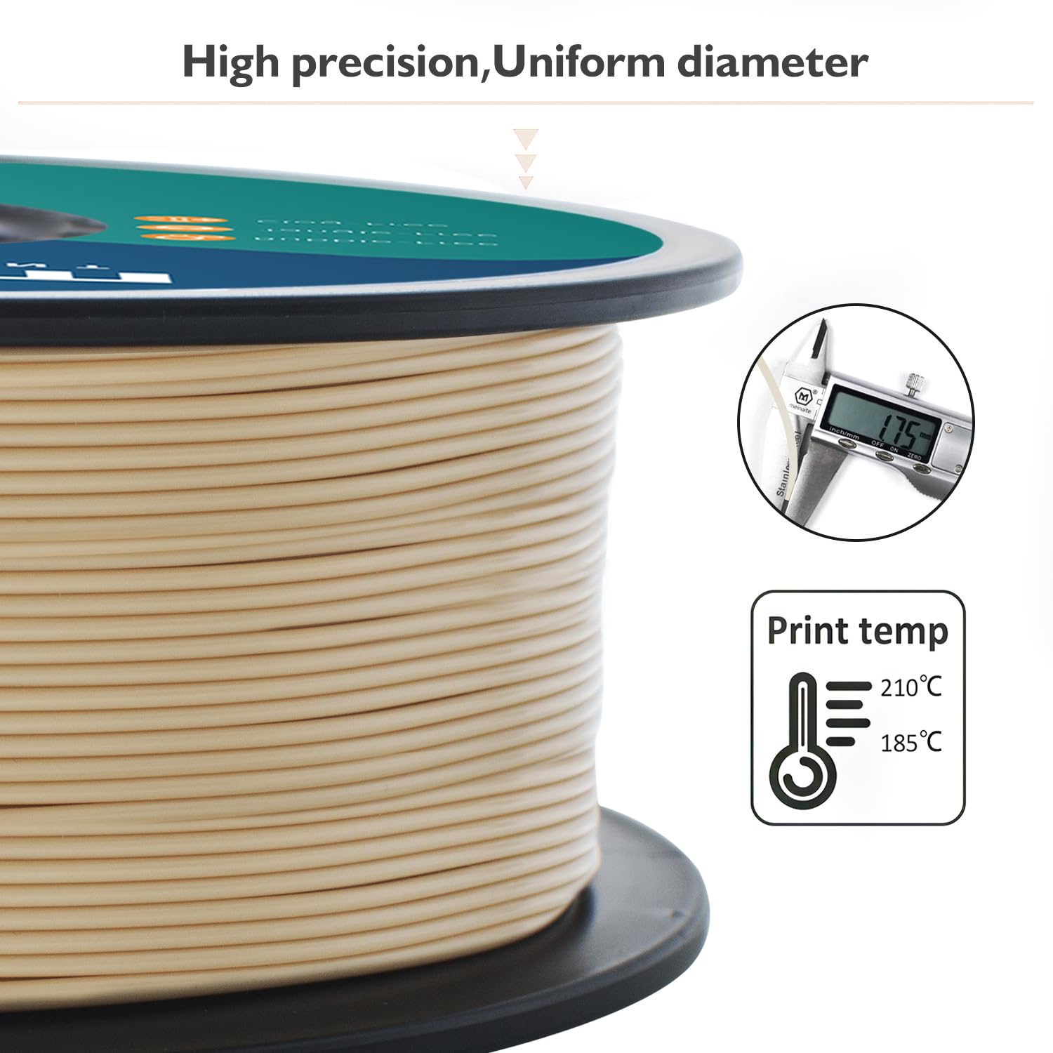 Filamento PLA da 1,75 mm, per stampante 3D, filamento PLA bianco osso, 1 kg