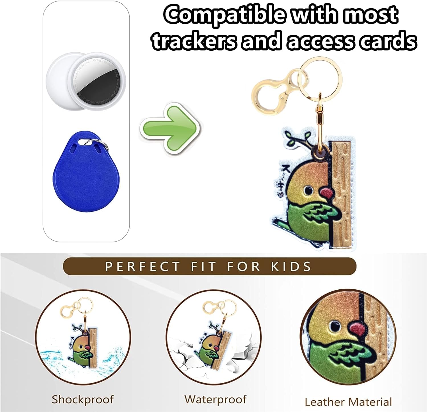 Leather Keychain Holder Case Compatible with AirTag,Cute air tag Cover with Keychain Ring,GPS Tracker Case for Keys - Image 4