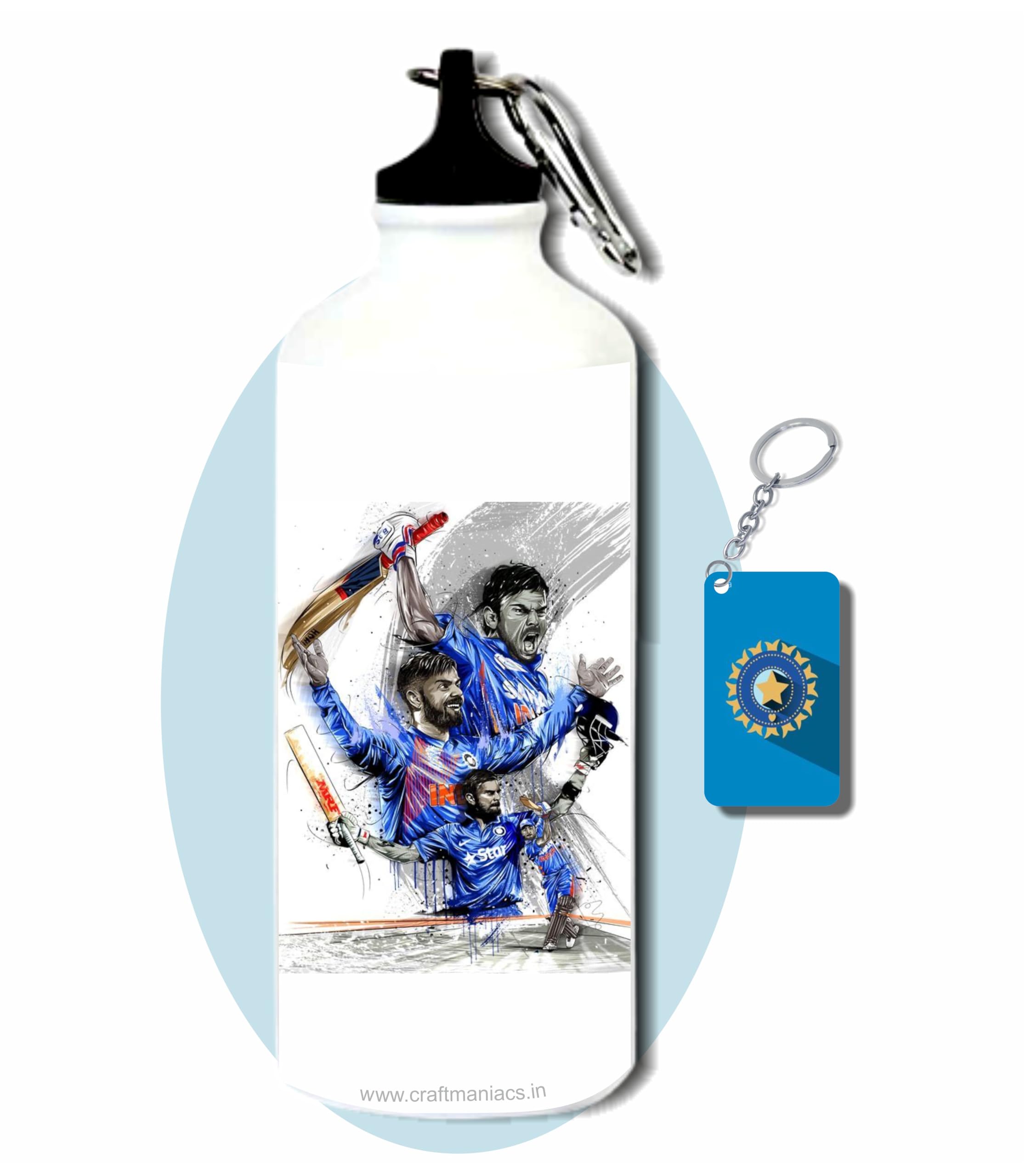CRAFT MANIACS Virat Kohli HD 600 ML BPA & Lead Free Sipper Bottle & Cricket Keychain Best HD Print Sipper For Cricket Lovers-image-11