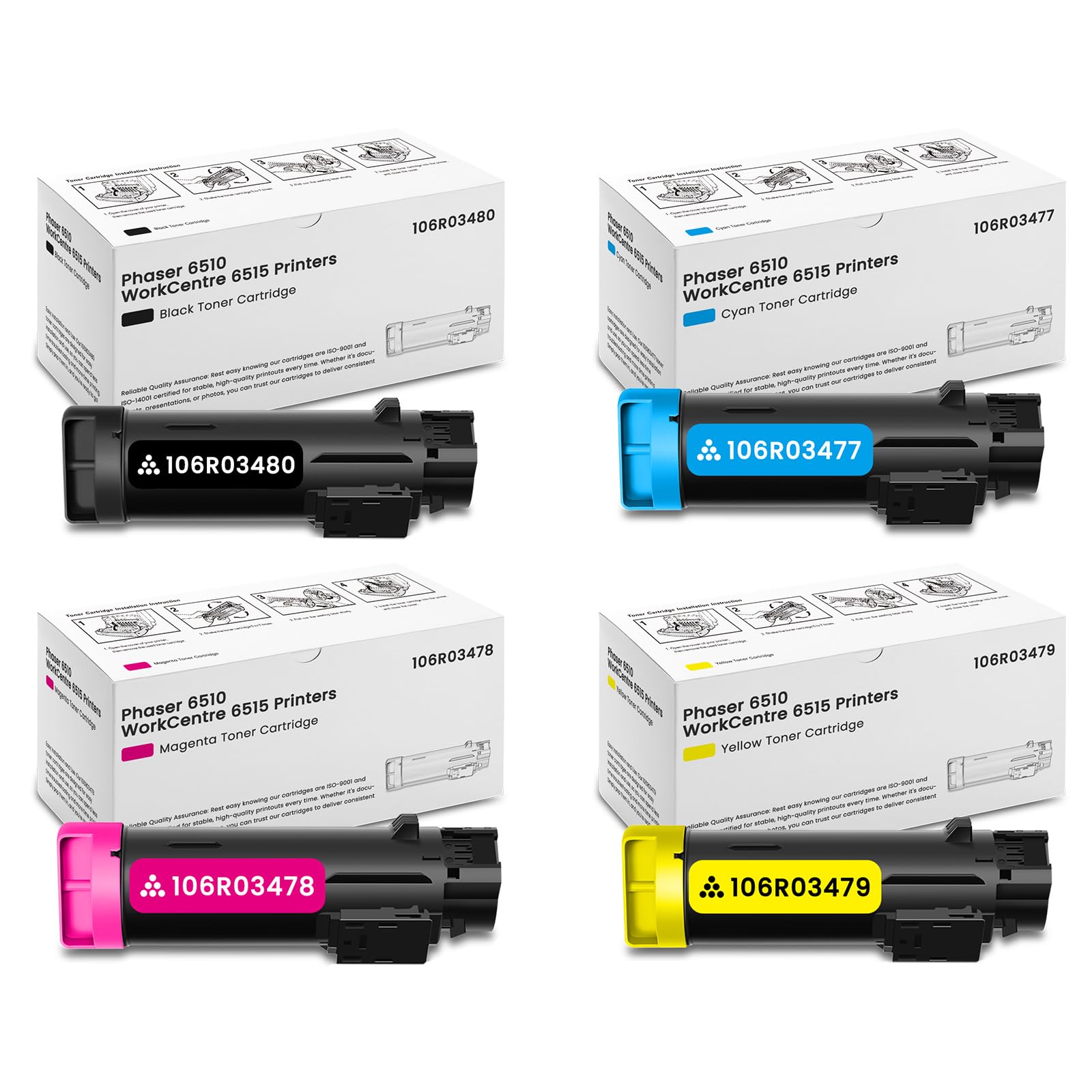 Phaser 6510 WorkCentre 6515 Toner Cartridge Replacement for Xerox 106R03480 106R03477 106R03478 106R03479 Toner Cartridge for Phaser 6510 WorkCentre