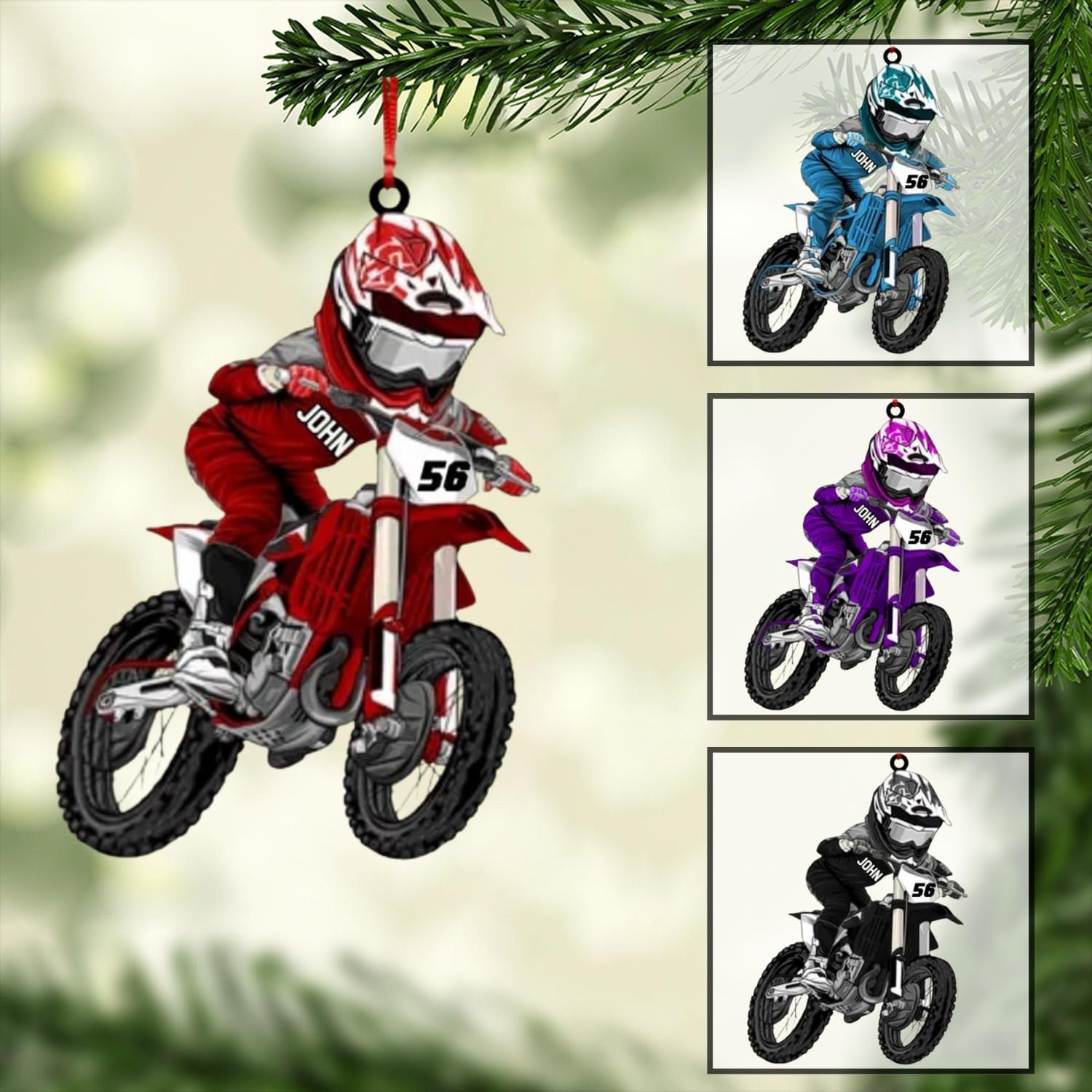 Artparel Personalized Dirt Bike Ornament Custom Motocross