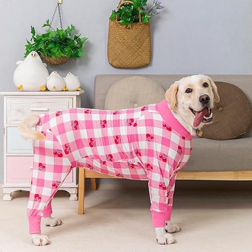 Miniatura 4 de Traje de recuperación rosa para perros hembras y machos para perros después de una cirugía, mameluco ligero de recuperación para perros para evitar