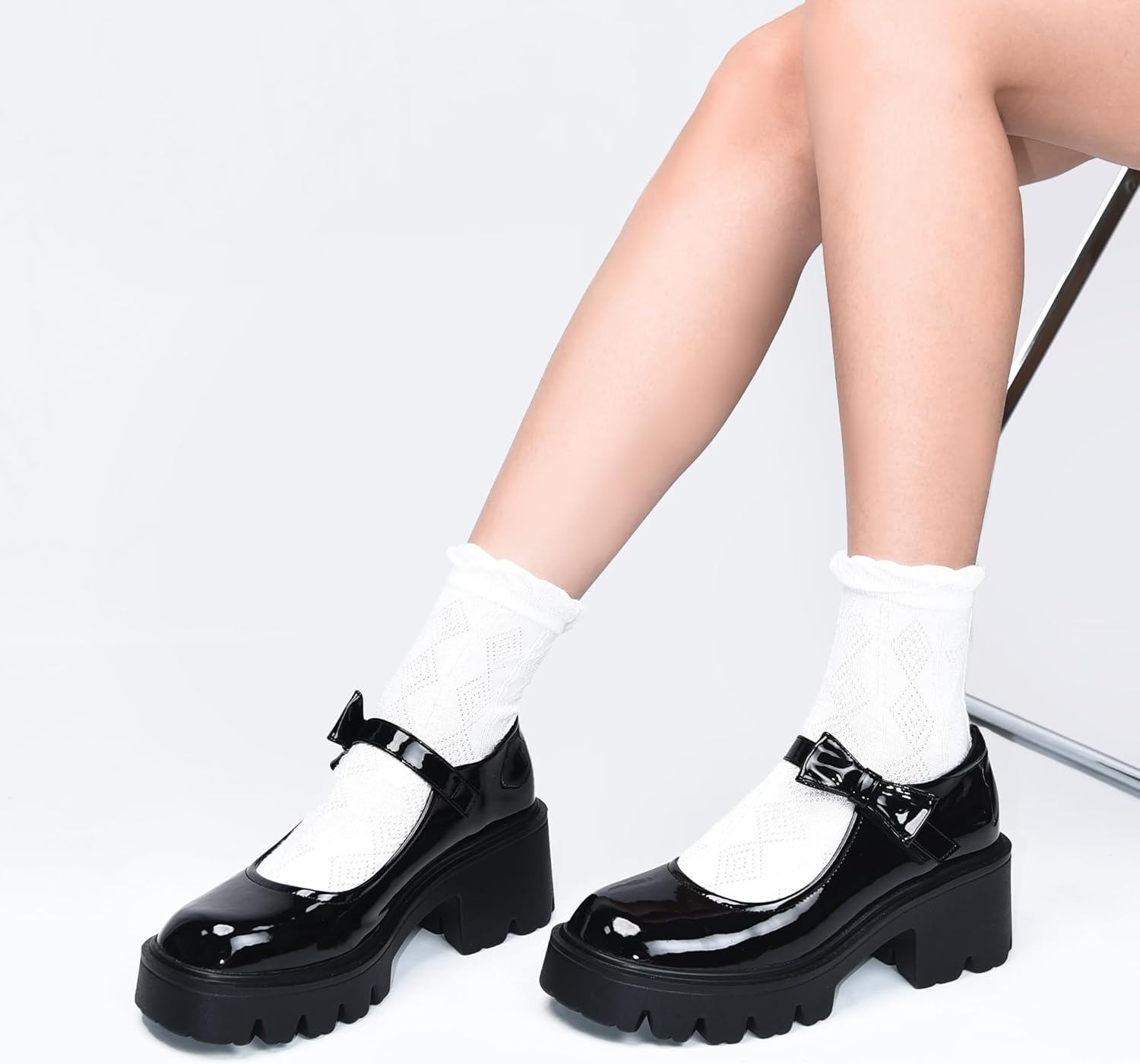 Black Mary Jane Shoes for Women, Platform Mary Jane Pumps, Round Toe Chunky Heel Dress Shoes - Image 2