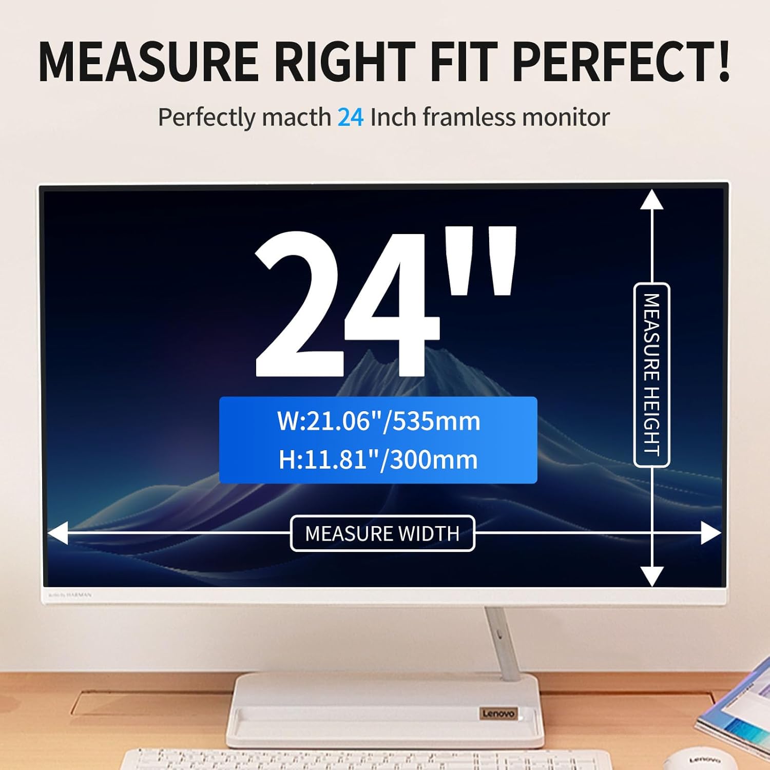 2 Pack Magnetic Blue Light Blocking Screen Protector for 24 Inch Frameless Computer Monitor,9H Hardness Acrylic Anti-Glare Anti-UV Eye Protection Blue light Screen Protector