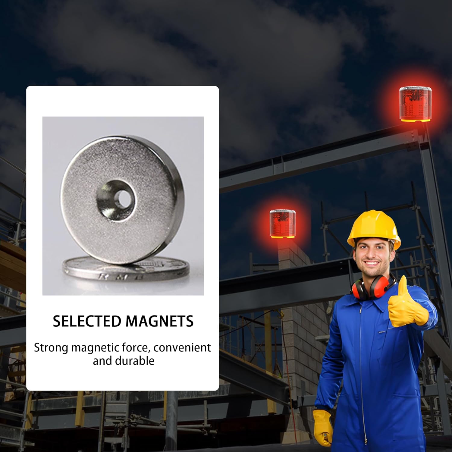 Solar Strobe Warning Light: Bright Solar Emergency Strobe Warning Light, Strong Magnetic Base Flashing Lamp, Waterproof LED Safety Outdoor (Red 6 Pack)