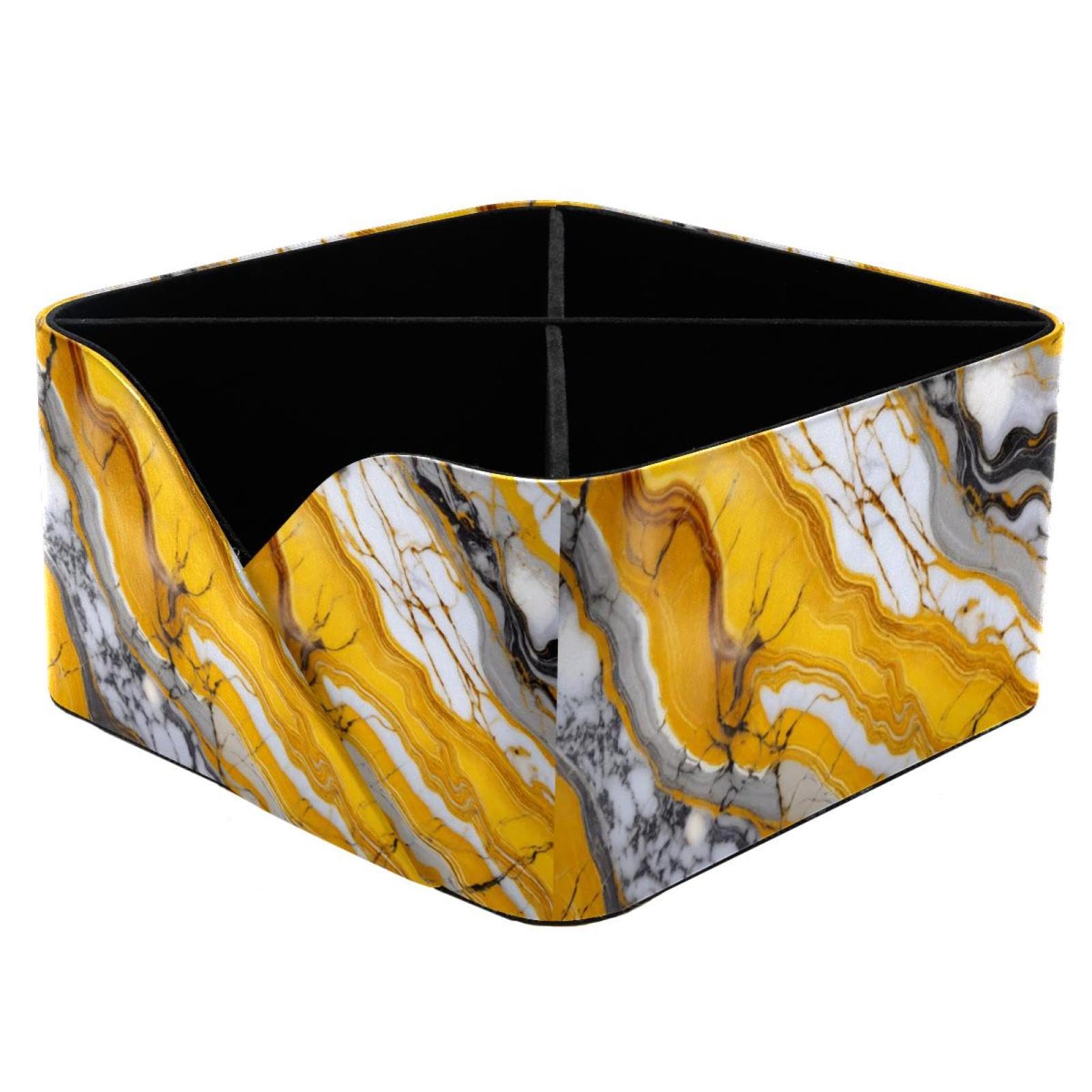 Boîte de rangement rectangulaire texture marbre jaune pour vos fournitures