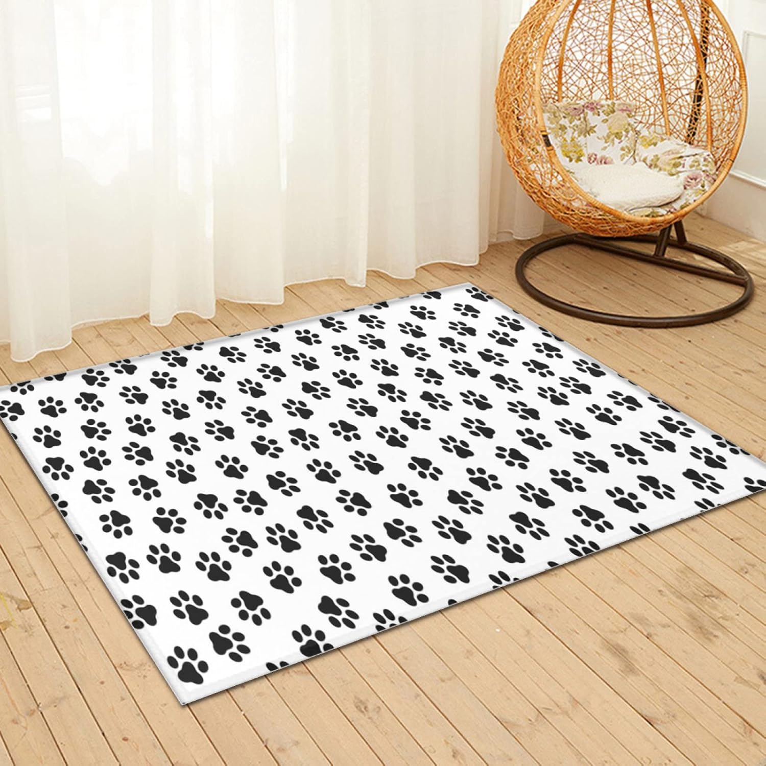 4' x 6' Cat Dog Paw Super Soft Area Rug for Kids Baby Nursery, Kids Girls Nursery Soft Rug Home Decor Rug, Non-Shedding Living Room Bedroom Area Rug