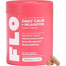 FLO Daily Calm & Relaxation Daily Support for Healthy Cortisol Levels & Stress Management With Clinically-Studied Doses of Sensoril Ashwagandha, L-Theanine & St. Johns Wort 30 Servings