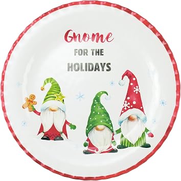 UP UPware Melamine Serving Platter BPA Free Food Platter 14 Inch Round Platter for Christmas Gnomies