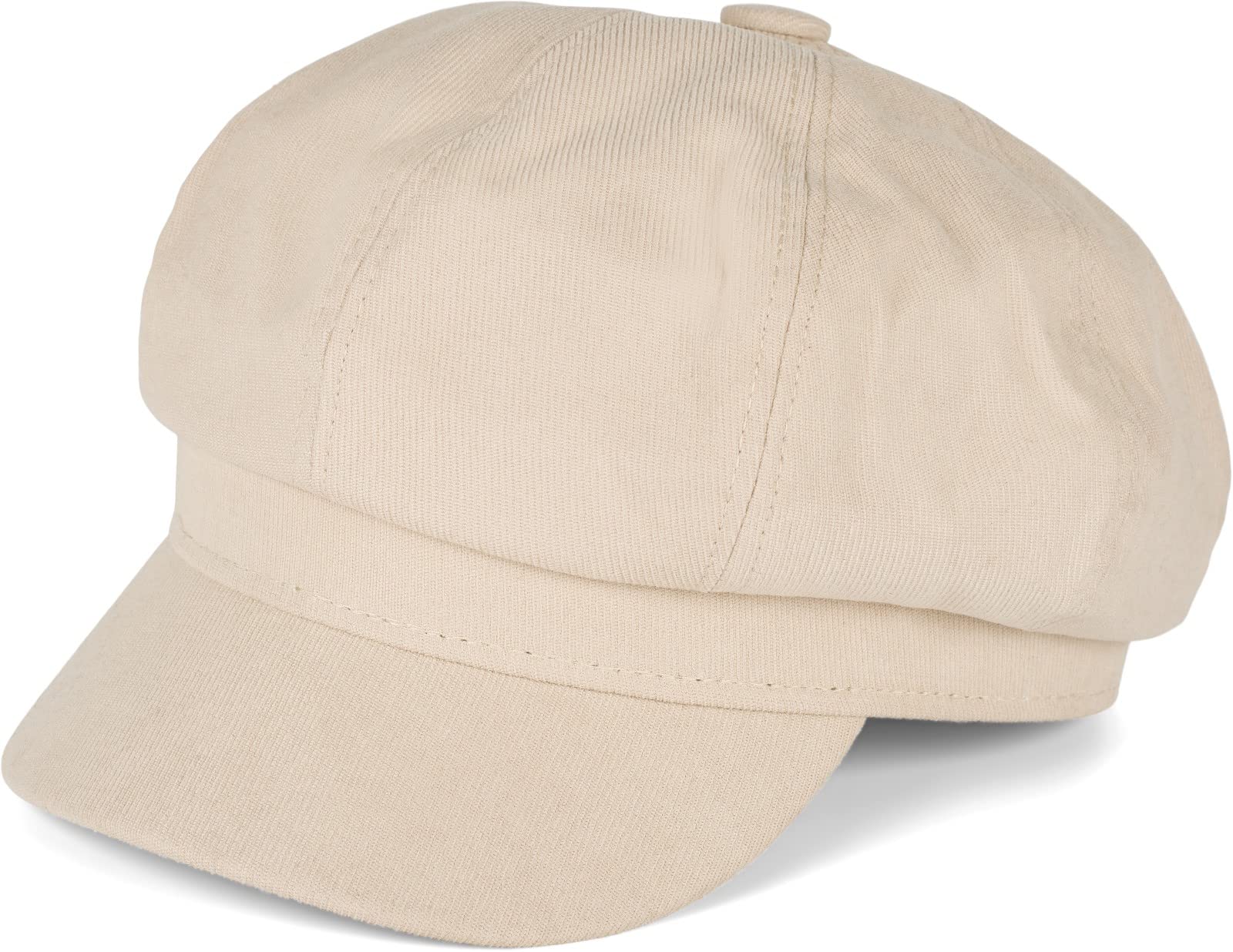 styleBREAKER Ladies Balloon Cap in Soft Fabric, Vintage Peaked Bakerboy Cap, Beige