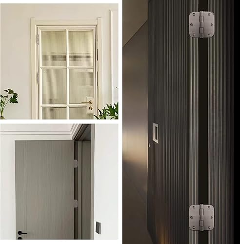 Miniatura 7 de Paquete de 6 bisagras de puerta de color blanco mate, bisagras de puerta blanco mate de 3.5 pulgadas con radio de 58 pulgadas, se ajustan a puertas