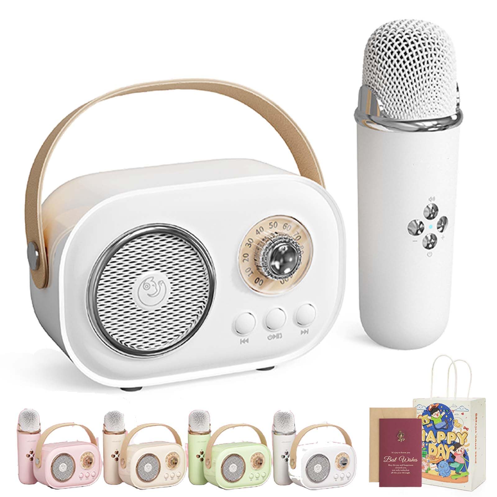 Vivamic Portable Kids Karaoke Fun Set, Viva Mic Portable Microphone, Mini Karaoke Machine with 2 Wireless Microphones Voice Changer for Home and Outdoor Entertainment (Single,White)
